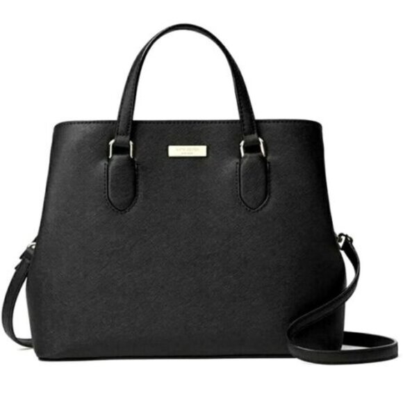 KATE SPADE-LAUREL WAY-EVANGELIE LEATHER SATCHEL/SHOULDER/XBODY-BLACK-NEW W/TAG - Picture 3 of 9